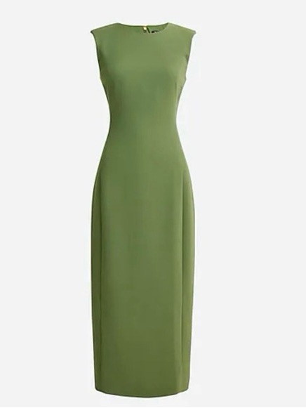 J. Crew Sleeveless Sheath Dress In Drapey Crepe In Green Size 10 Nwot